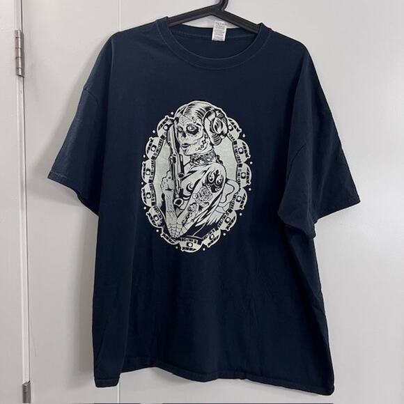 Men's Short sleeved Black Star Wars Princess Leia Skull T-Shirt. Size XXL - Picture 1 of 3